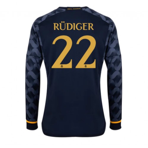 Fotballdrakt Herre Real Madrid Antonio Rudiger #22 Bortedrakt 2023-24 Langermet